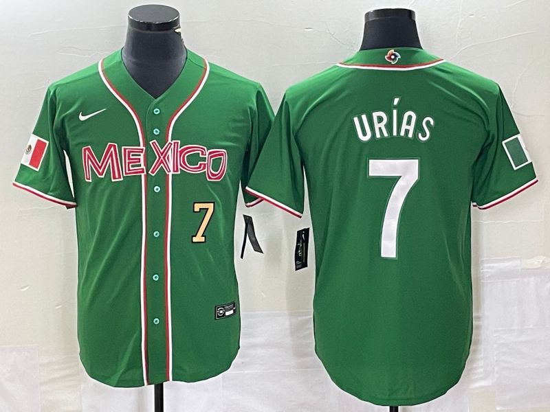 Men 2023 World Cub Mexico #7 Urias Green white Nike MLB Jersey7